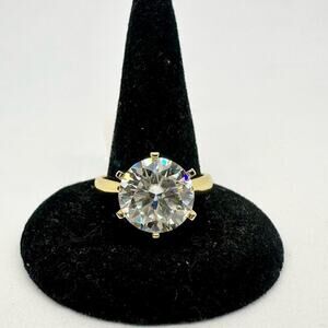 Moissanite Diamond, Stunning Gold 5 Ct Engagement Ring GRA Wedding Size 9